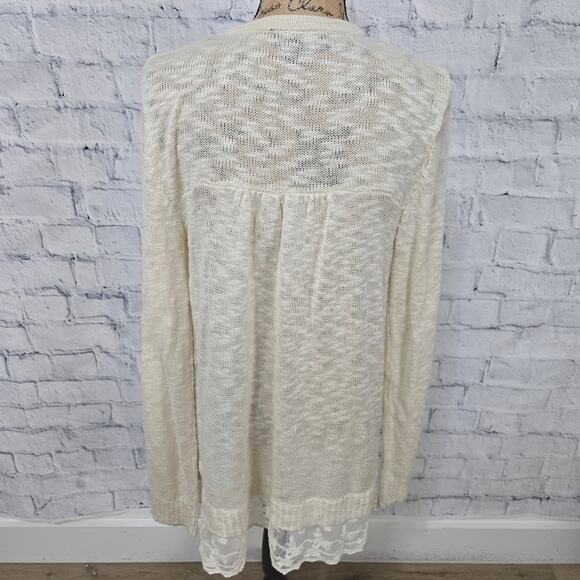 AB Studio open cardigan Sz XL long sleeve beige casual sweater A8 - Picture 3 of 3